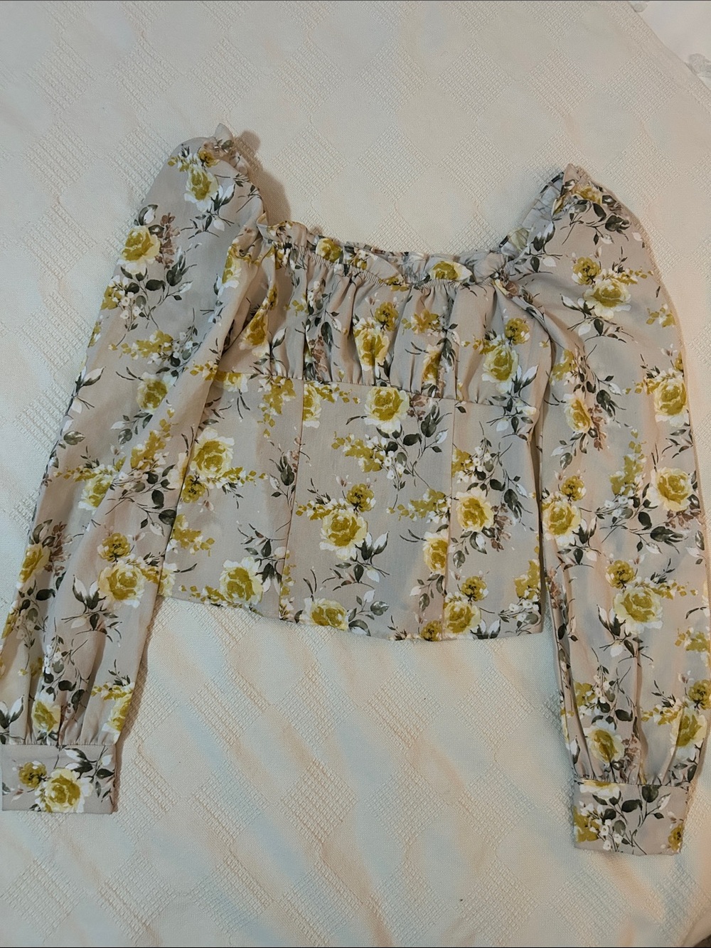 ROW A Floral Puff Sleeve Top - Yellow Floral